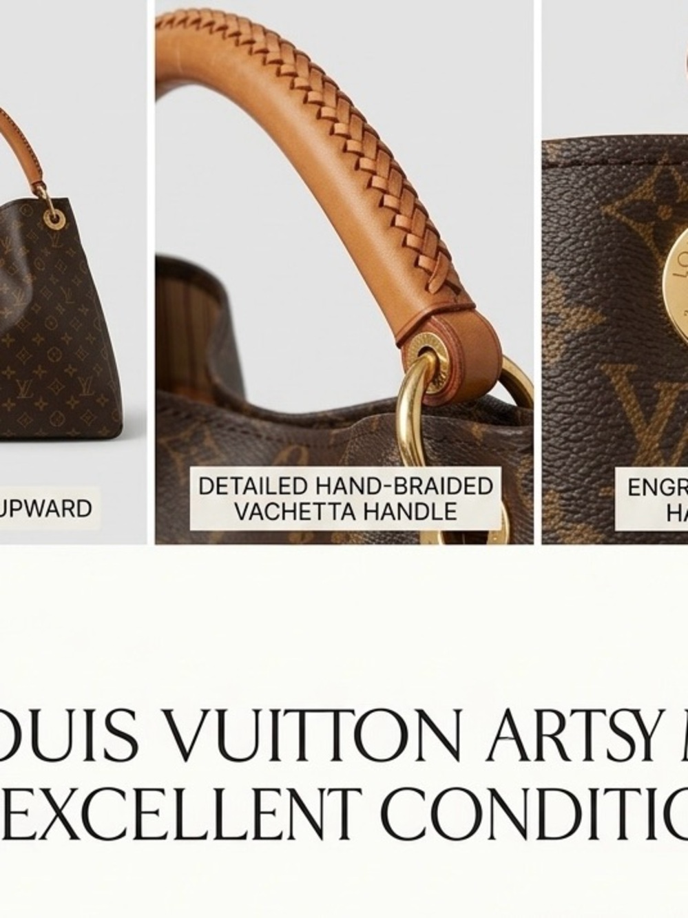 Louis Vuitton Monogram Canvas Hobo Tote with Vachetta Handle in Brown - Picture 4 of 4